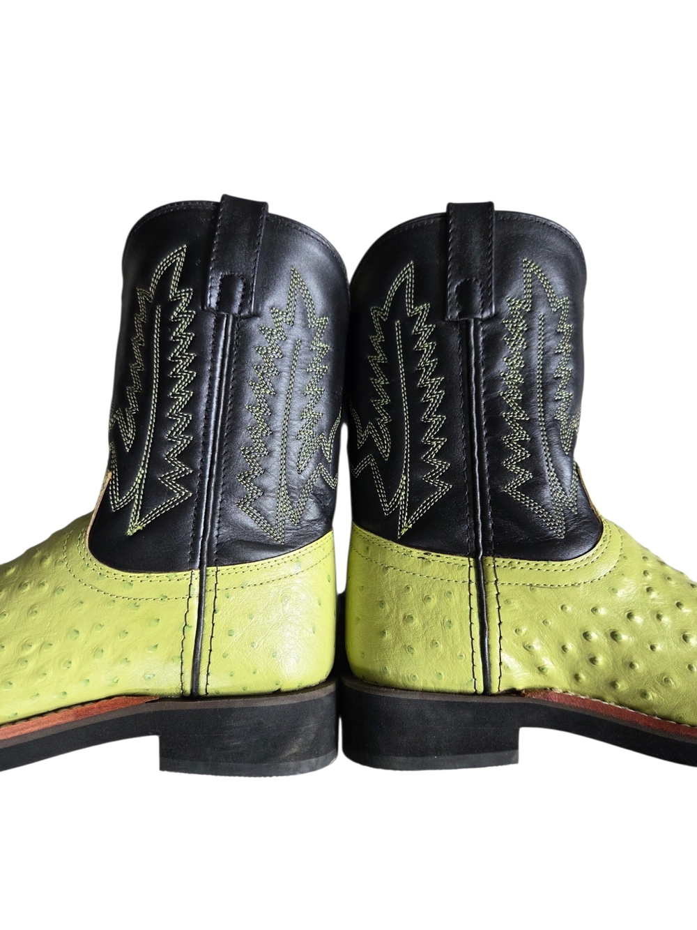 Smoky Mountain Lime Green Ostrich Print Leather Western Boots Youth 5 Women 7 - Picture 9 of 10
